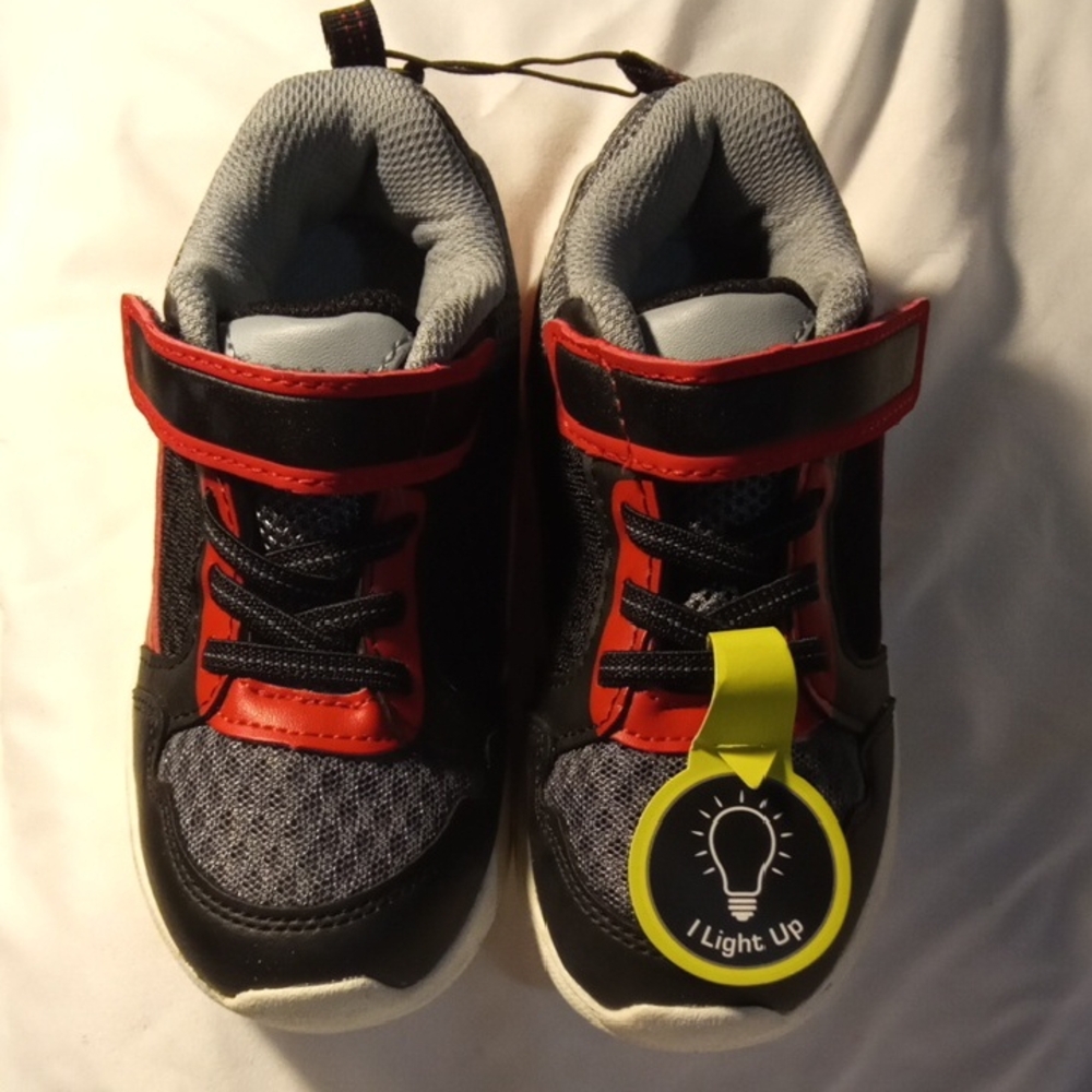 3/$25 Athletic Works Kids Light Up Black & White Sneakers Size 11